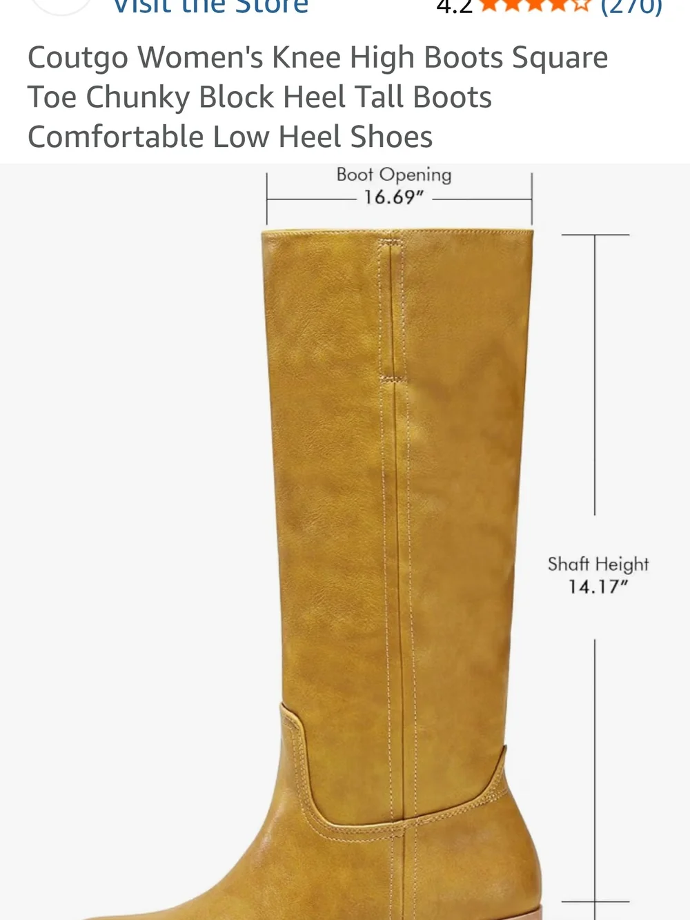 Coutgo Women’s Knee-High Chunky Heel Boots in Tan